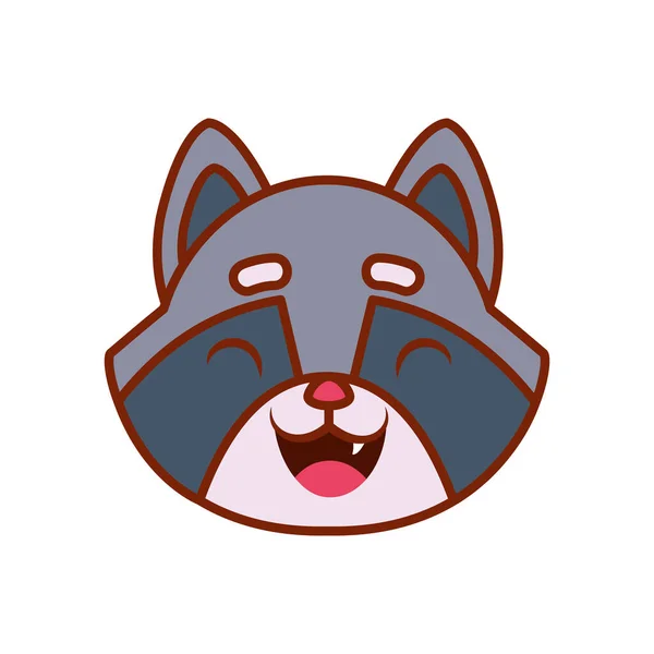 Cute kawaii raccoon cartoon line and fill style icon vector design — Stockvector