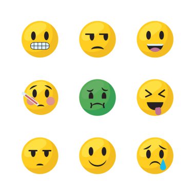 Emojis faces flat style icon set vector design