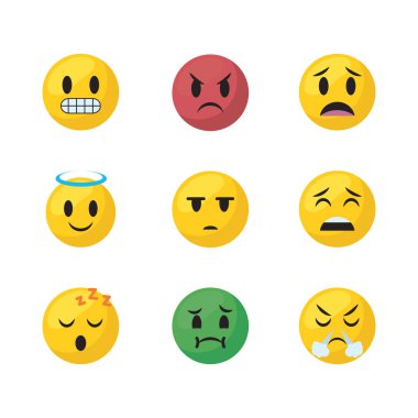 Emojis faces flat style icon set vector design