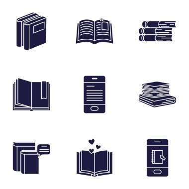Isolated books silhouette style icon set vector design