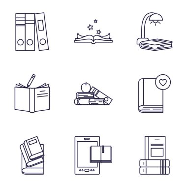 Isolated books line style icon set vector design
