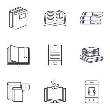 Isolated books line style icon set vector design