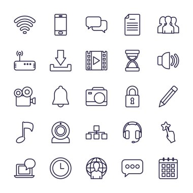 Isolated social media line style icon set vector design