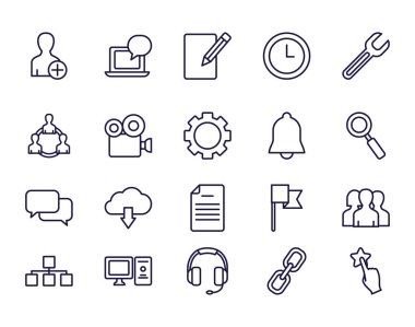 Isolated social media line style icon set vector design