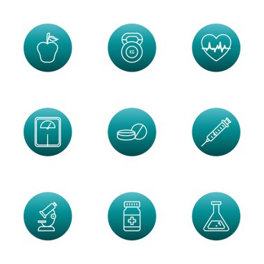 Healthy lifestyle block gradient style icon set vector design