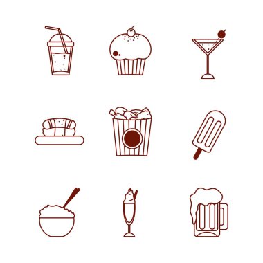 Isolated food line style icon set vector design