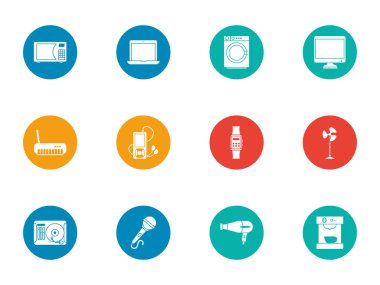 Technology block style icon set vector design