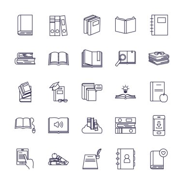 Isolated books line style icon set vector design