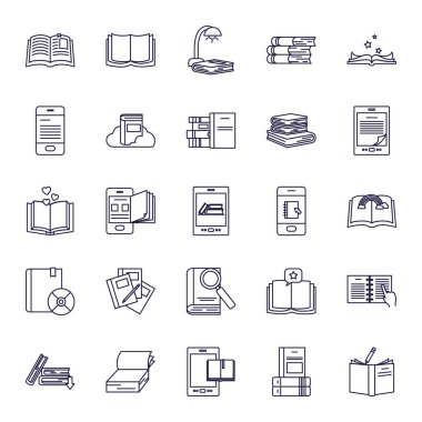Isolated books line style icon set vector design