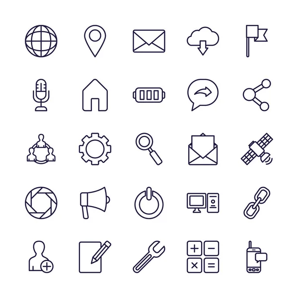 Isolated social media line style icon set vector design — 스톡 벡터