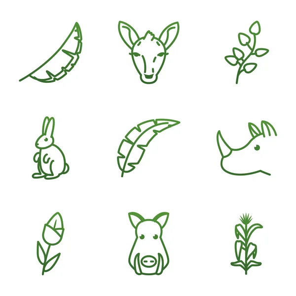 Biodiversity and animals gradient style icon set vector design — Stockvektor