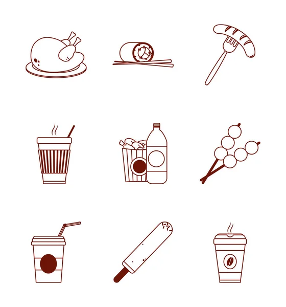 Isolated food line style icon set vector design — Stockvector