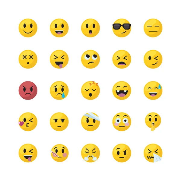 Emojis faces flat style icon set vector design — Stockvektor