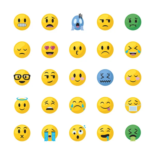Emojis faces flat style icon set vector design