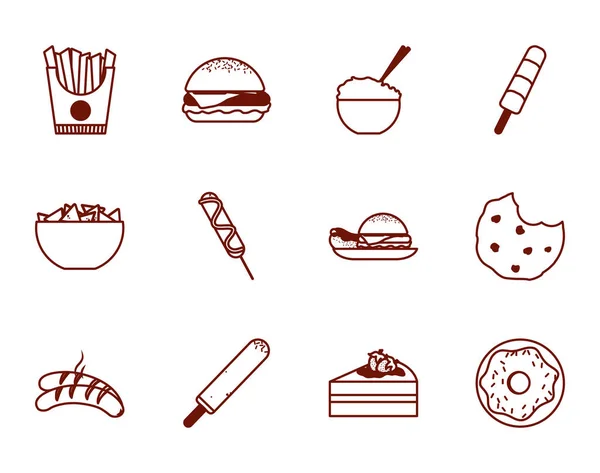 Isolated food line style icon set vector design — 스톡 벡터