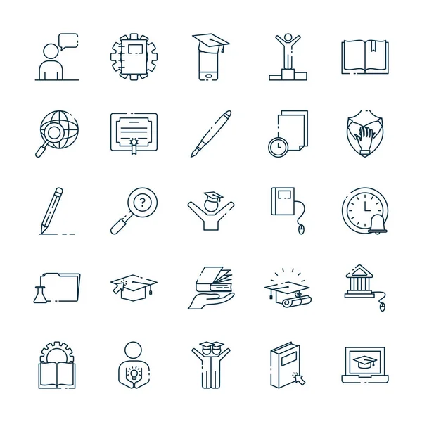 Isolated education school and university line style icon set vector design