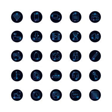 Isolated social media gradient style icon set vector design
