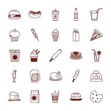 Isolated food line style icon set vector design