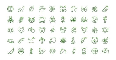 Biodiversity and animals gradient style icon set vector design