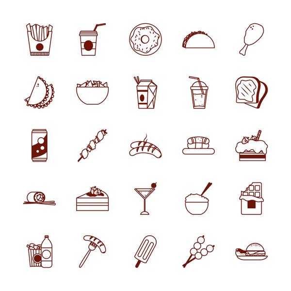 Diseño de vectores de icono de estilo de línea de alimentos aislados — Archivo Imágenes Vectoriales