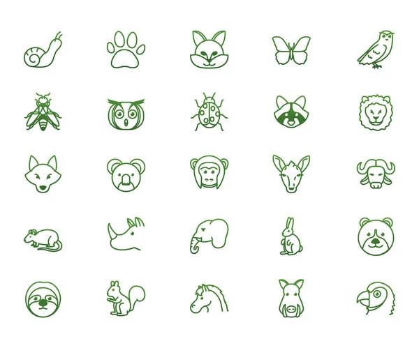 Diseño de vectores conjunto de iconos de estilo degradado de biodiversidad y animales — Vector de stock