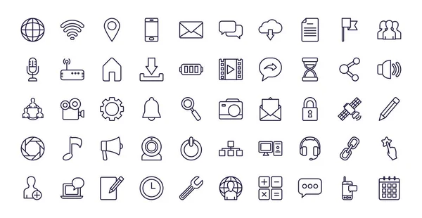 Isolated social media line style icon set vector design — Διανυσματικό Αρχείο