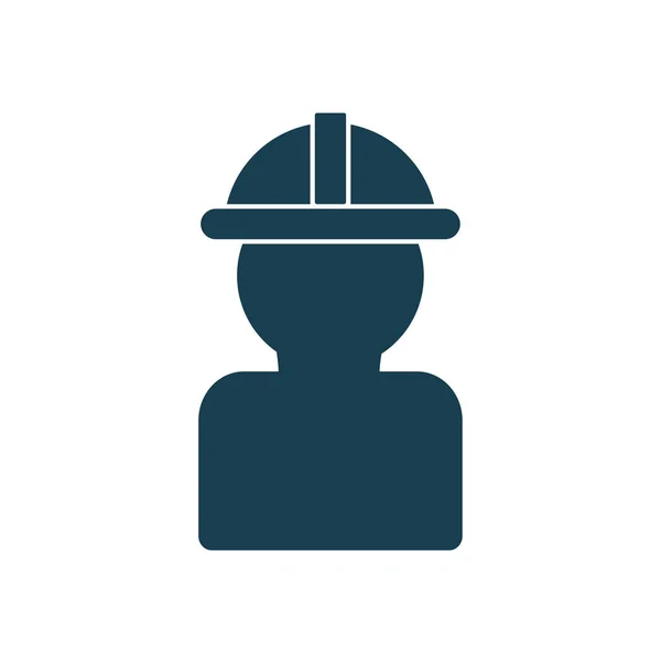 Изолированный строитель с дизайном иконки в стиле силуэта шлема — стоковый вектор