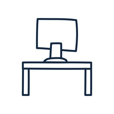 Isolated computer over table doodle line style icon vector design