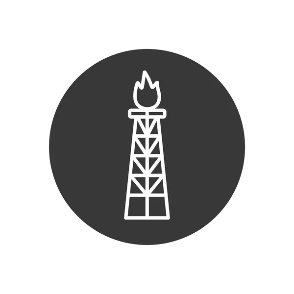 Torre de óleo isolada com design de vetor ícone de estilo de bloco de linha de chama — Vetor de Stock