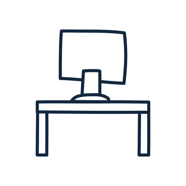 Isolated computer over table doodle line style icon vector design — 图库矢量图片