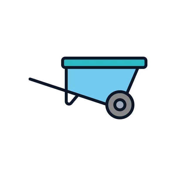 Isolated wheelbarrow tool line fill style icon vector design — 图库矢量图片