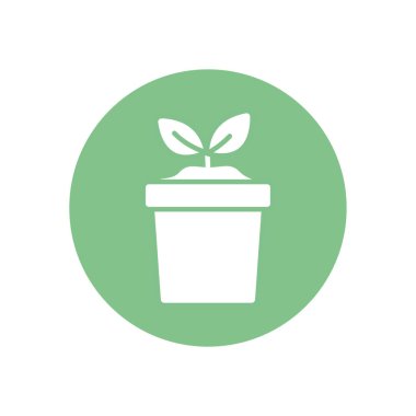 Isolated plant inside pot silhouette block style icon vector design