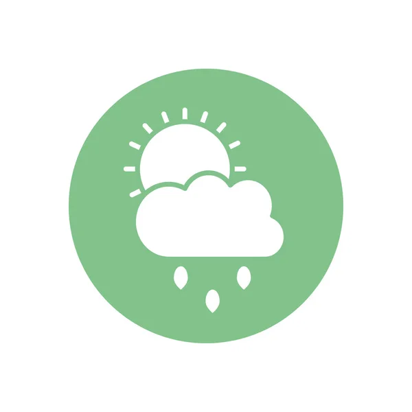 Isolated sun cloud and rain silhouette block style icon vector design — 스톡 벡터