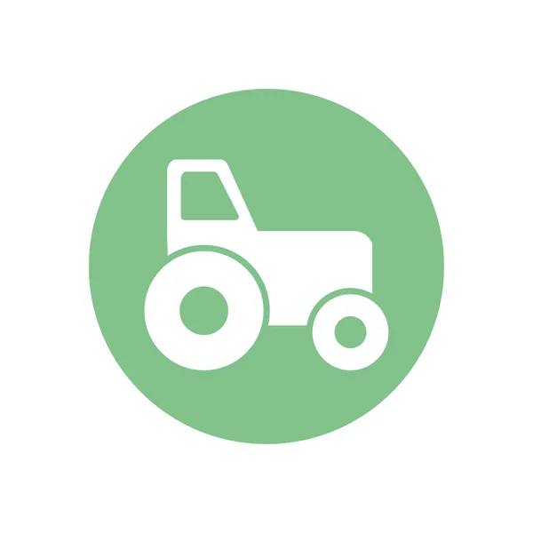 Isolé silhouette tracteur style bloc icône conception vectorielle — Image vectorielle