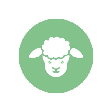 Cute sheep cartoon silhouette block style icon vector design