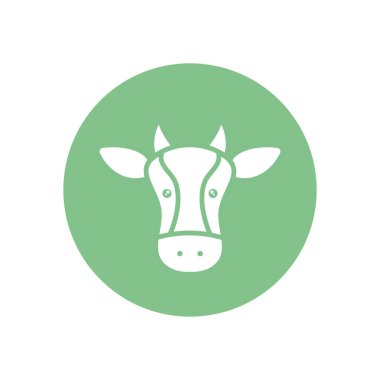 Cute cow cartoon silhouette block style icon vector design