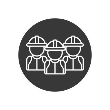 Isolated builder men with helmets line block style icon vector design