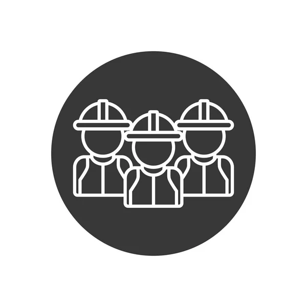 Isolated builder men with helmets line block style icon vector design — Wektor stockowy