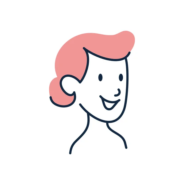 Mujer aislada de dibujos animados doodle línea de relleno icono de estilo de diseño de vectores — Vector de stock