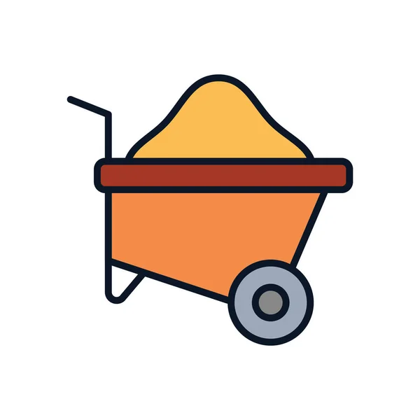 Isolated wheelbarrow tool line fill style icon vector design — Stockvector