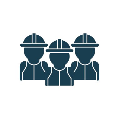 Isolated builder men with helmets silhouette style icon vector design