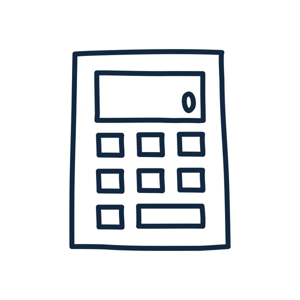 Calculatrice isolée doodle ligne style icône vectoriel design — Image vectorielle