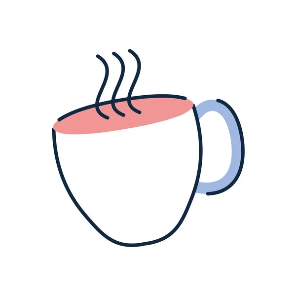 Taza de té aislado doodle línea estilo de relleno icono de diseño de vectores — Vector de stock