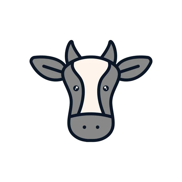 Cute vache dessin animé ligne remplissage style icône vectoriel design — Image vectorielle