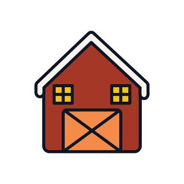 Isolated farm building line fill style icon vector design