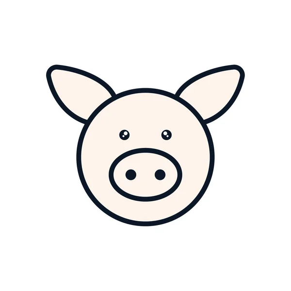 Cute pig cartoon line fill style icon vector design — ストックベクタ
