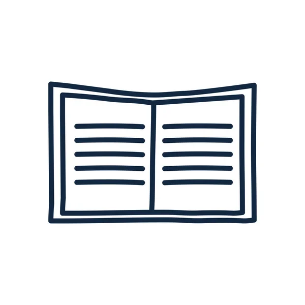 Libro abierto aislado doodle línea estilo icono diseño de vectores — Vector de stock