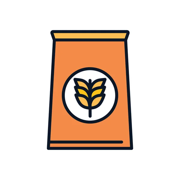 Изолированный пшеничный ушной мешок линии заполнения стиль иконки вектор дизайн — стоковый вектор