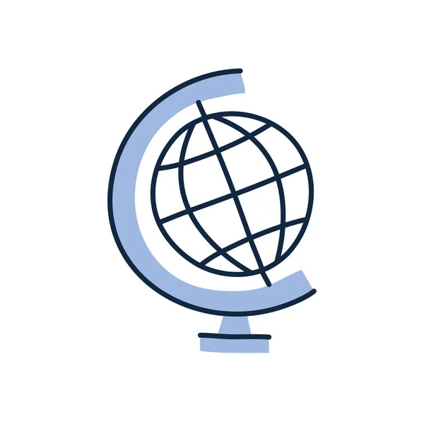 Esfera global aislada doodle línea estilo de relleno icono de diseño vectorial — Vector de stock