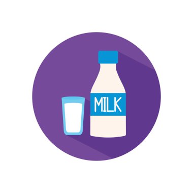 Isolated milk bottle and glass flat style icon vector design